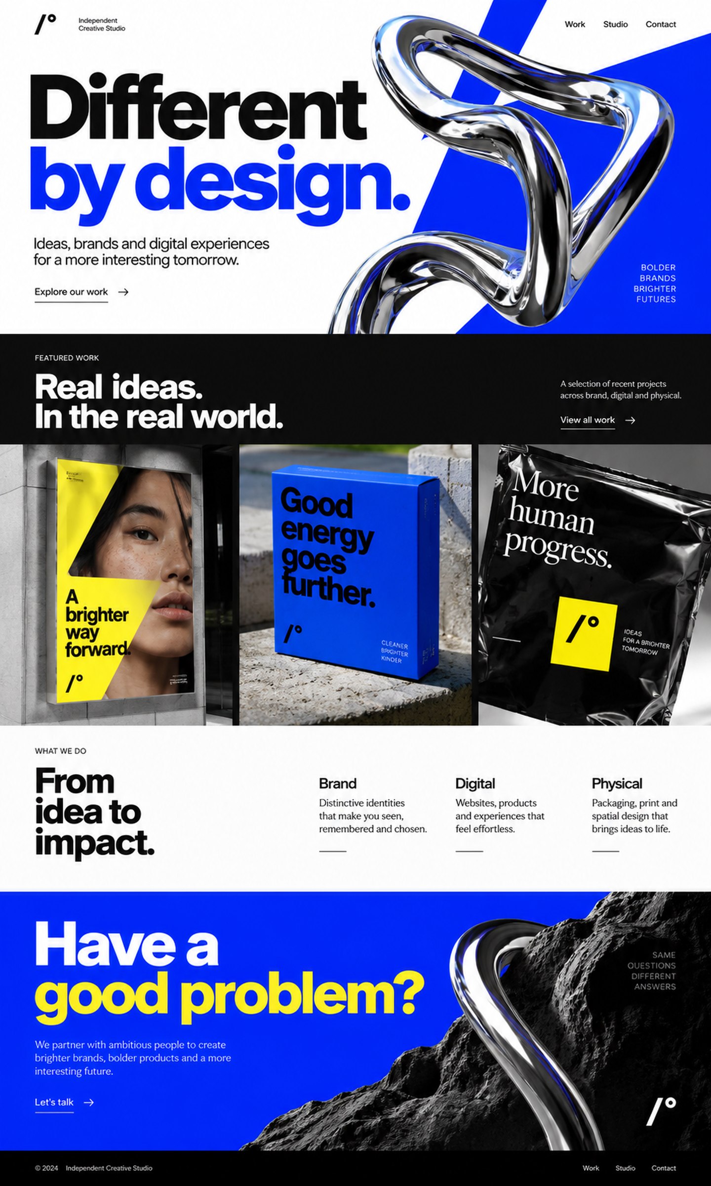 Independent creative studio homepage concept