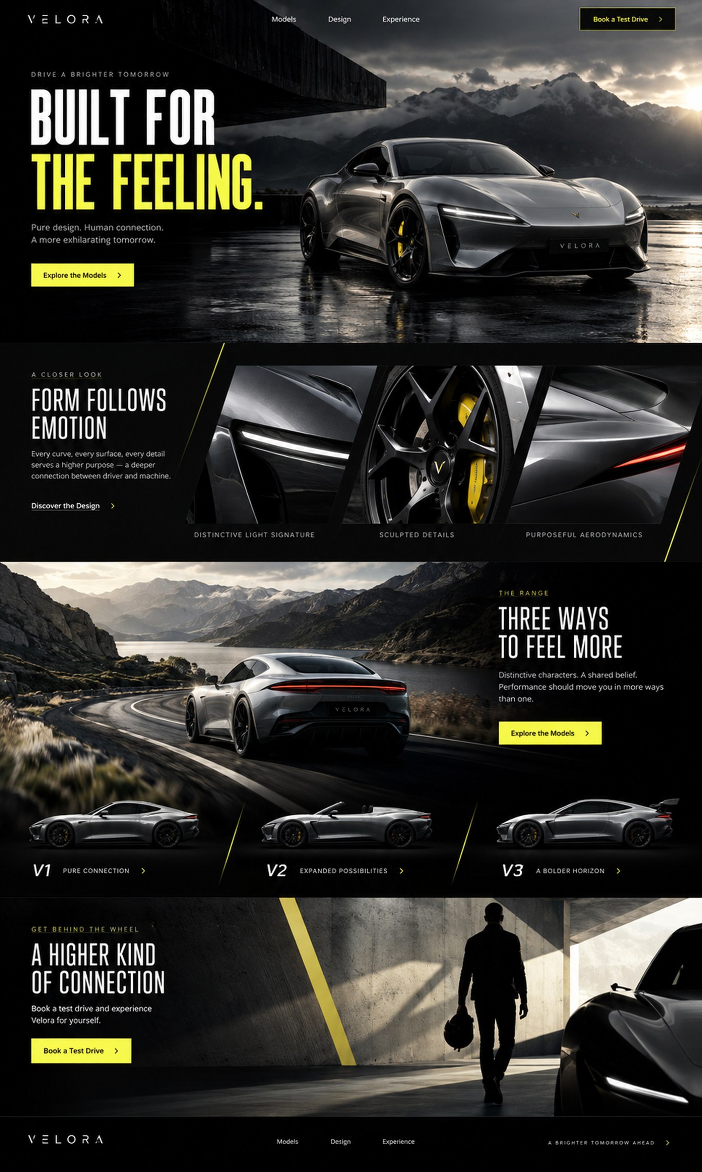 Velora automotive homepage concept