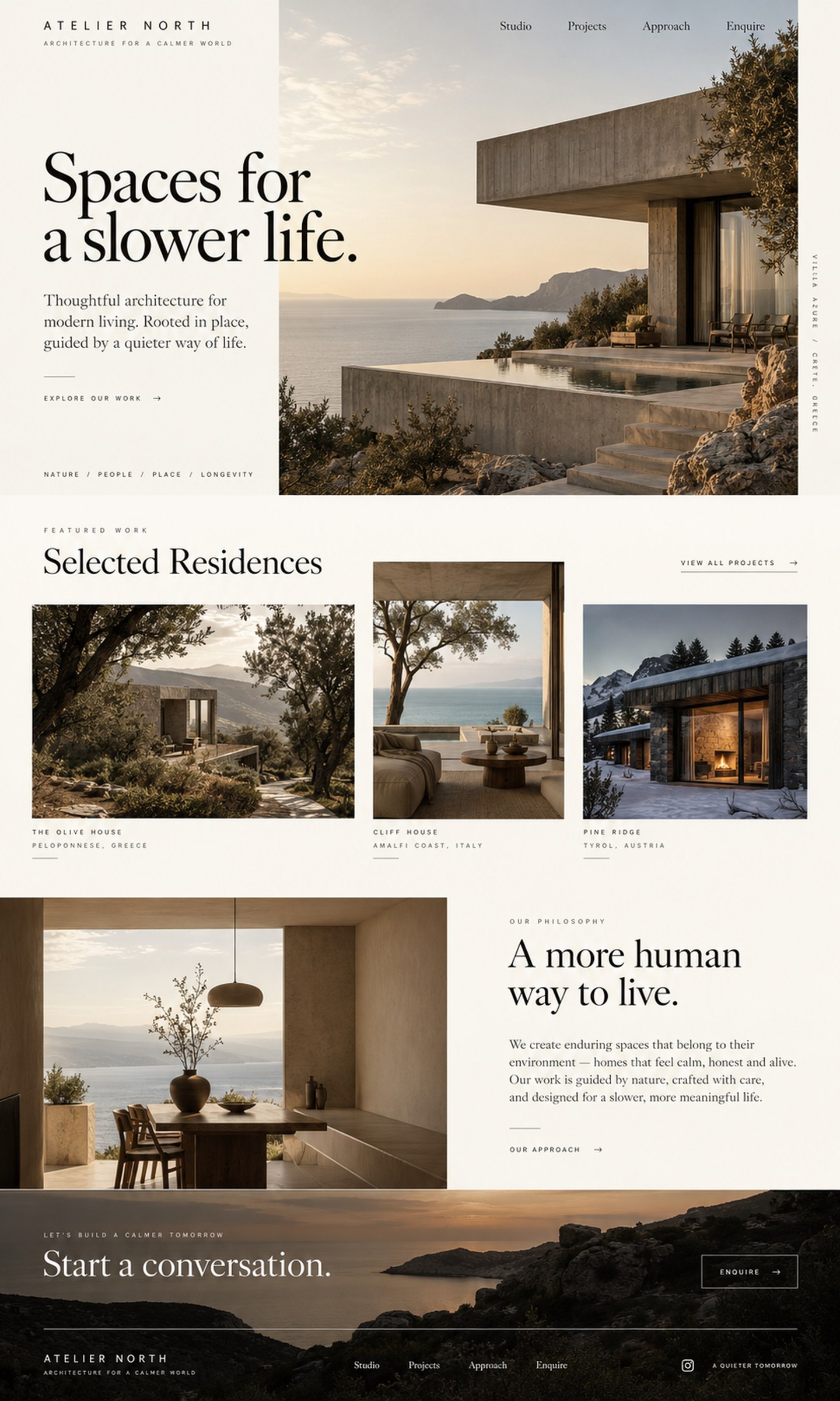 Atelier North architecture homepage concept