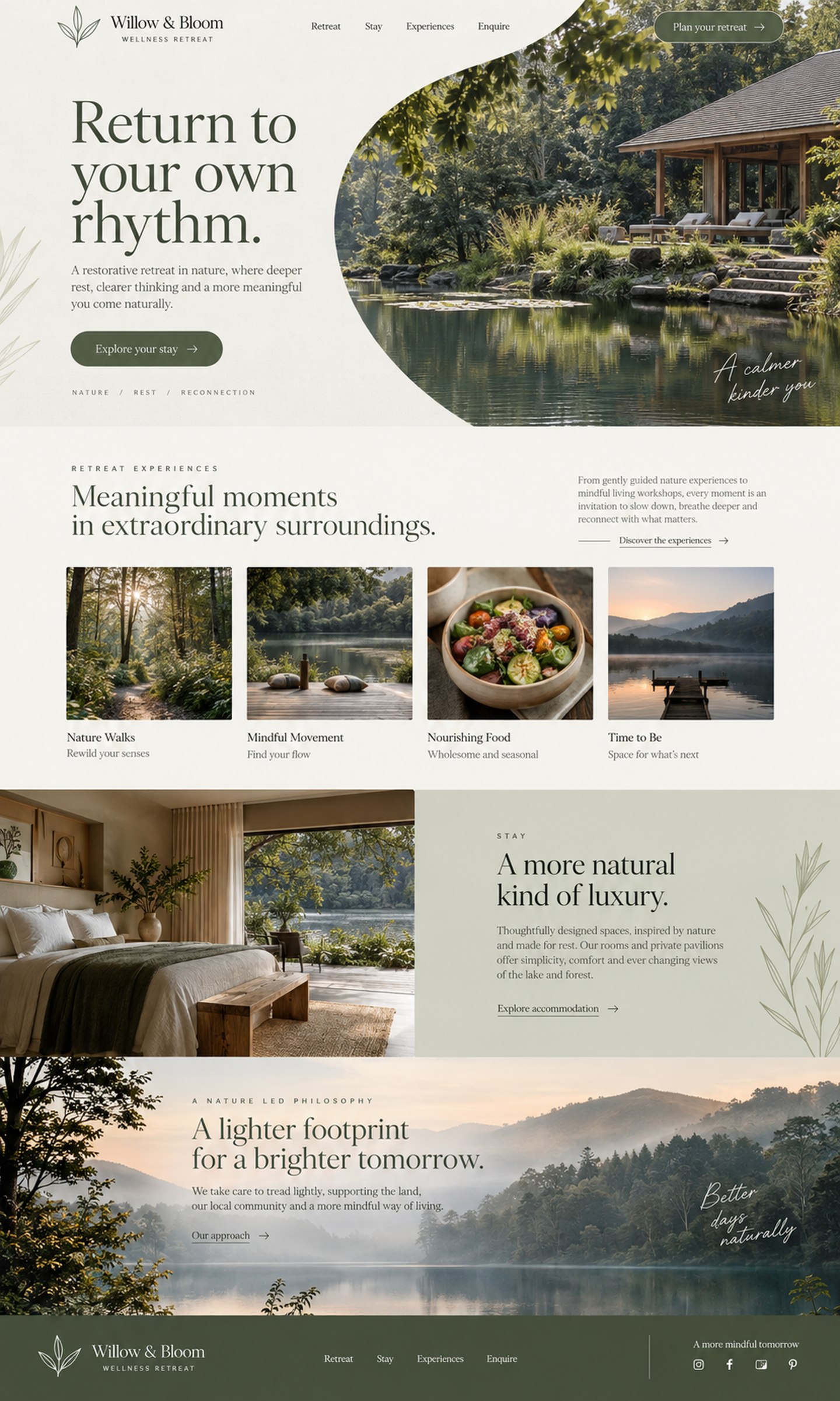Willow & Bloom wellness homepage concept