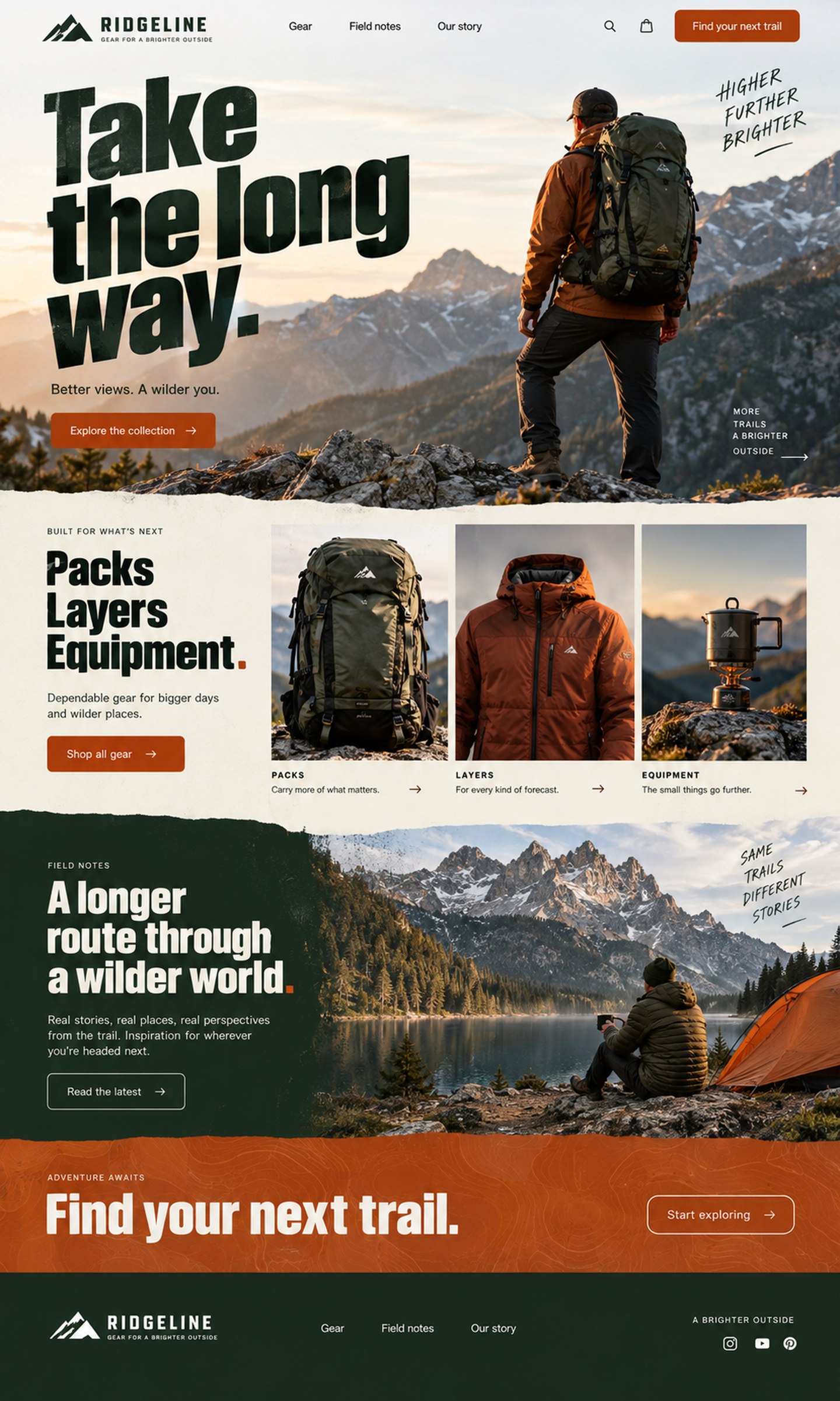 Ridgeline outdoor homepage concept